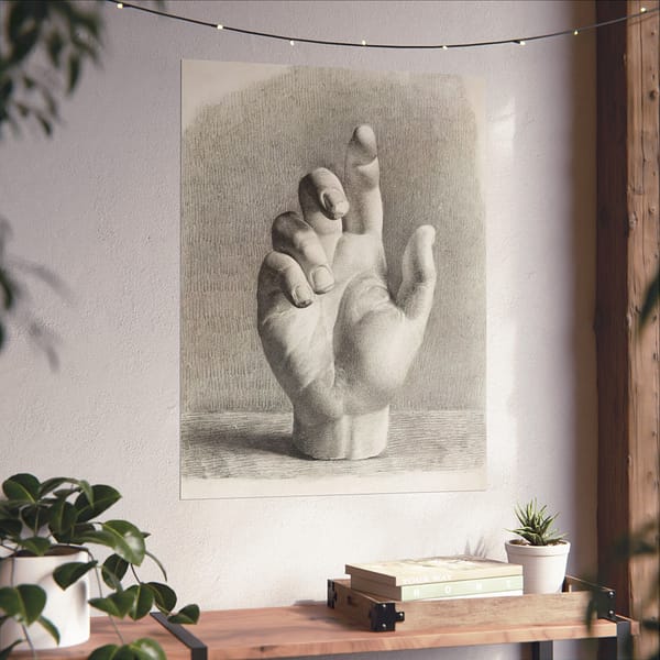 704434501093632457_2048.jpeg A Hand, Drawn After Plaster - Dankvart Dreyer (1833) - Vintage Art Poster Print