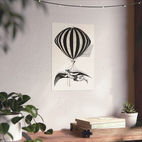 7988507072054997865_2048.jpeg Aerialist with Wings and Balloon (1870) - Vintage Art Poster Print