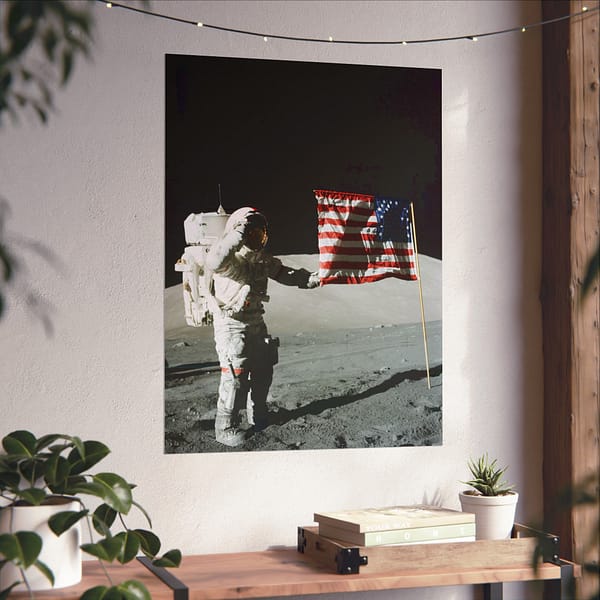 10067328848571281899_2048.jpeg Astronaut Eugene A. Cernan on the Moon - Apollo 17 Mission - NASA (1972) - Space Age Poster Print