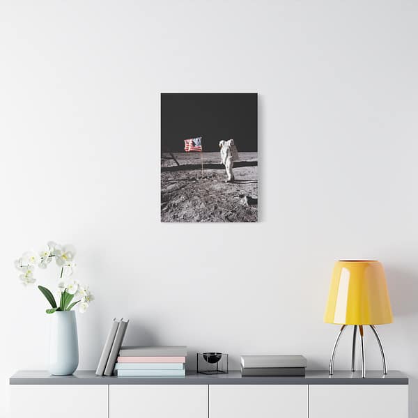 10139310503320498917_2048.jpeg Buzz Aldrin on the moon beside the US Flag - Apollo 11 Mission - NASA (1969) - Space Age Canvas Print