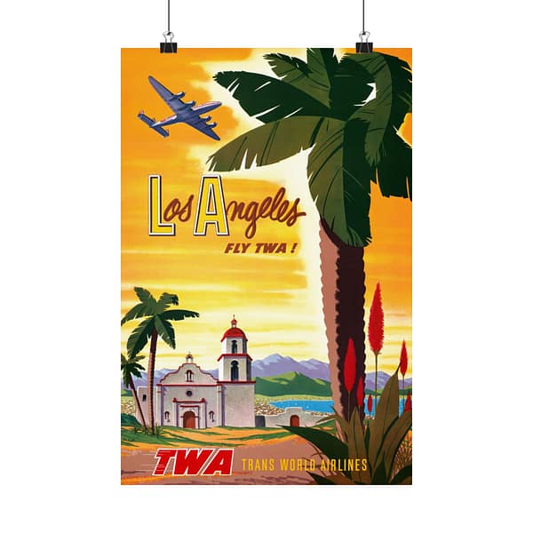 10221246312270943897_2048.jpeg Los Angeles - Fly TWA! - Robert Harmer Smith (1950) - Vintage Travel Poster Print