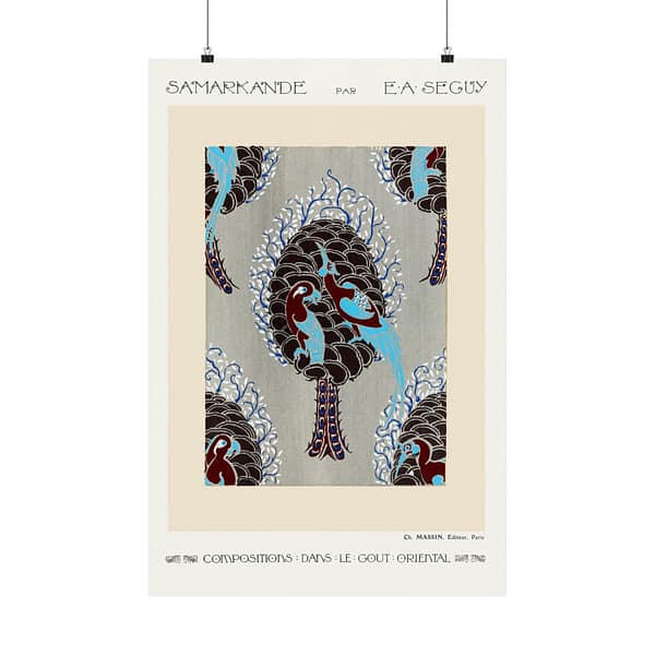 10357036106932580205_2048.jpeg Bird Pattern Pochoir Print in Oriental style - E. A. Séguy (1914) - Art Nouveau Poster Print