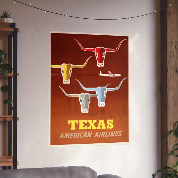 10780301704607042816_2048.jpeg Texas - American Airlines - Martin D. Glanzman & Joseph Charles Parker (1953) - Vintage Travel Poster Print
