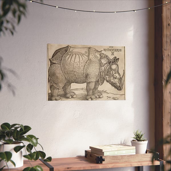 10829482272858617083_2048.jpeg Rhinoceros - Albrecht Dürer (1515) - Renaissance Poster Print