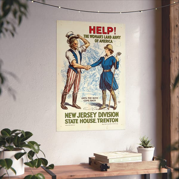 11278355638151058480_2048.jpeg Help! The Woman's Land Army of America, New Jersey Division - C.D. Gibson (1918) - Patriotic WWI Poster Print