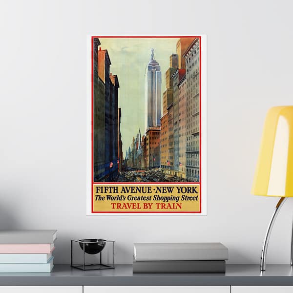 11616921954617269460_2048.jpeg Fifth Avenue, New York, The World's Greatest Shopping Street - Travel by Train - Frederic Kimball Mizen (1932) - Vintage Travel Poster Print