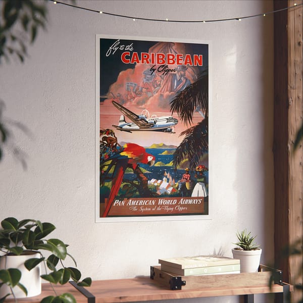 11915218072458988110_2048.jpeg Fly to the Caribbean by Clipper - Pan American World Airways - Mark Von Arenburg (c. 1935) - Vintage Travel Poster Print