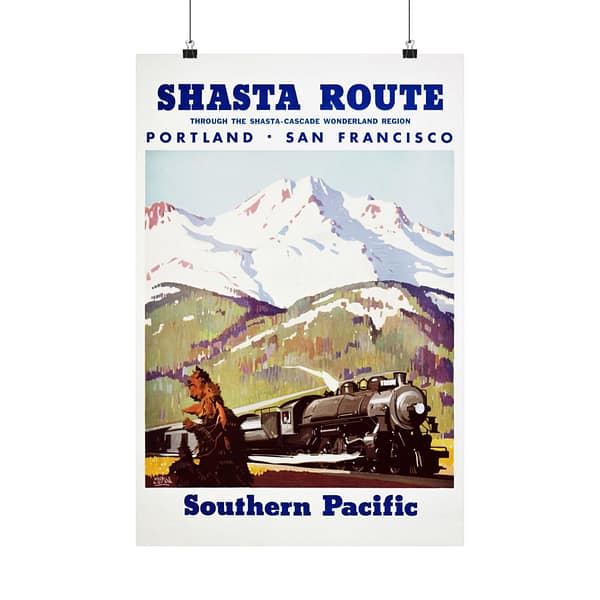 11940190716090945192_2048.jpeg Shasta Route Through the Shasta-Cascade Wonderland Region - Southern Pacific - Maurice Logan (1950) - Vintage Travel Poster Print