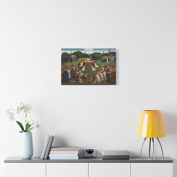 12061978168176251173_2048.jpeg The Ghent Altarpiece - Adoration of the Mystic Lamb Panel (c. 1432) - Medieval Canvas Print