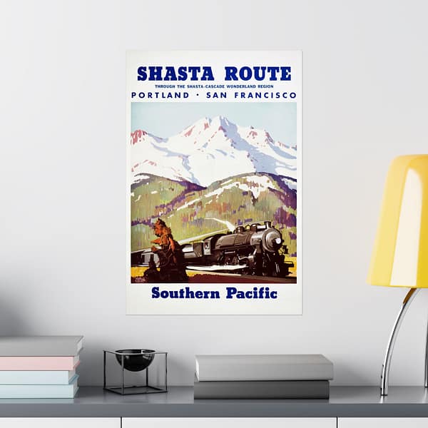 12107356726968465233_2048.jpeg Shasta Route Through the Shasta-Cascade Wonderland Region - Southern Pacific - Maurice Logan (1950) - Vintage Travel Poster Print