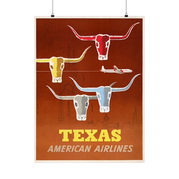 12161676135604855532_2048.jpeg Texas - American Airlines - Martin D. Glanzman & Joseph Charles Parker (1953) - Vintage Travel Poster Print