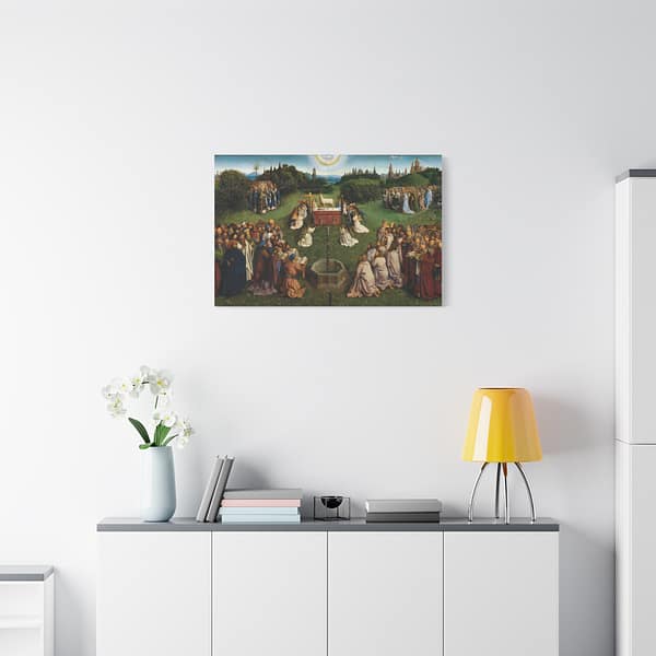 12466943448034057181_2048.jpeg The Ghent Altarpiece - Adoration of the Mystic Lamb Panel (c. 1432) - Medieval Canvas Print
