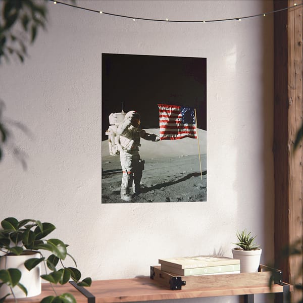 12490453541652801234_2048.jpeg Astronaut Eugene A. Cernan on the Moon - Apollo 17 Mission - NASA (1972) - Space Age Poster Print