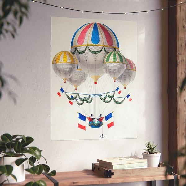12502223499563305604_2048.jpeg French Flag Decorated Group of Air Balloons Harnessed Together - Leon Benett (1917) - Vintage Art Poster Print