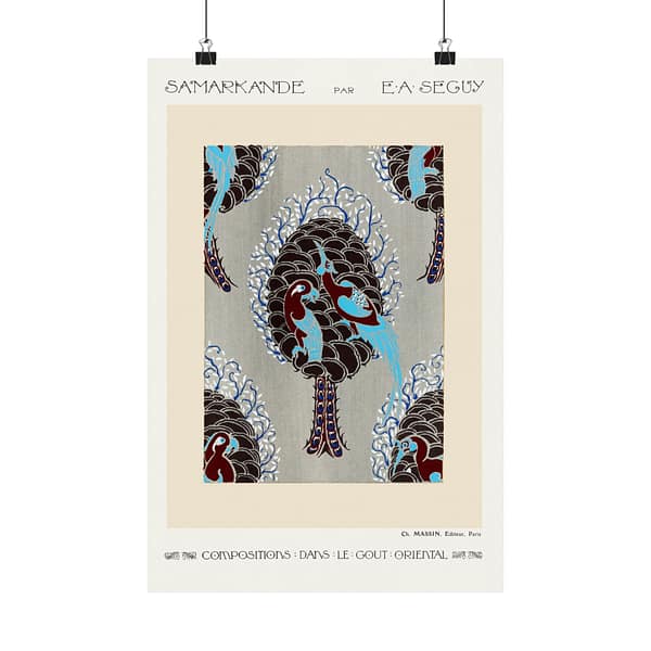 12568172265324874189_2048.jpeg Bird Pattern Pochoir Print in Oriental style - E. A. Séguy (1914) - Art Nouveau Poster Print