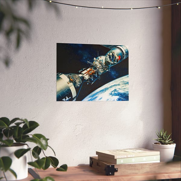 12769326907777291940_2048.jpeg Cutaway of Docked Apollo and Soyuz Spacecraft in Earth Orbit - Davis Meltzer (c. 1975) - Space Age Poster Print