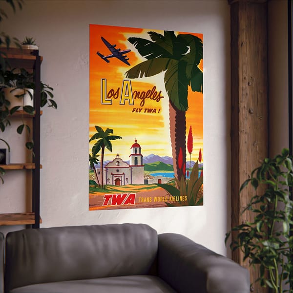 12926367297758516338_2048.jpeg Los Angeles - Fly TWA! - Robert Harmer Smith (1950) - Vintage Travel Poster Print