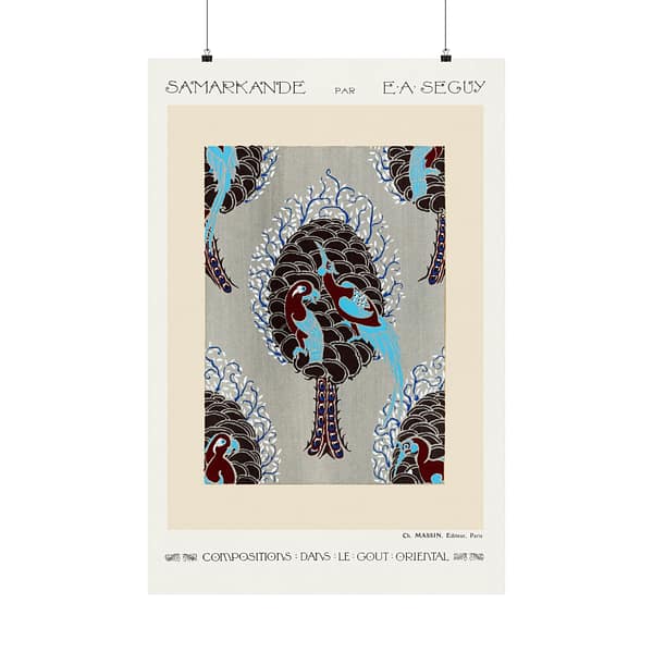 12948032770961331375_2048.jpeg Bird Pattern Pochoir Print in Oriental style - E. A. Séguy (1914) - Art Nouveau Poster Print