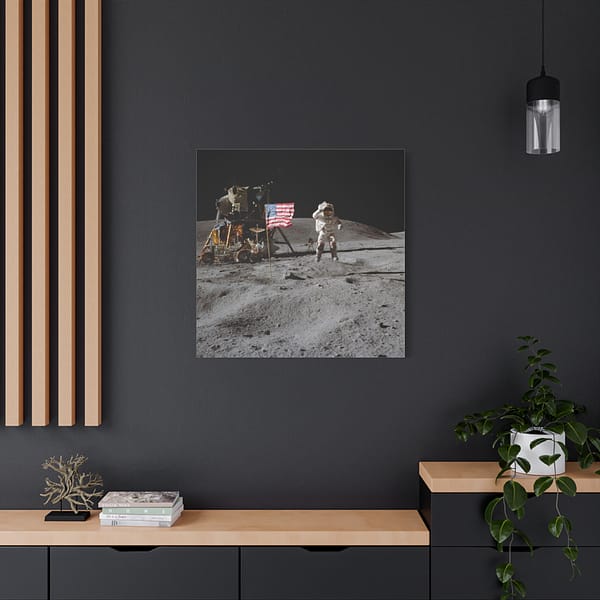 13021038563642159309_2048.jpeg Astronaut John W. Young on the Moon - Apollo 16 Mission - NASA (1972) - Space Age Canvas Print