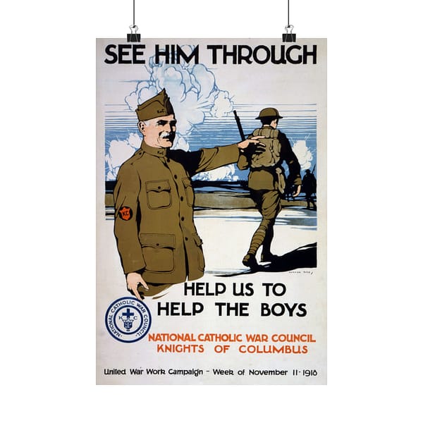 13046314645799132010_2048.jpeg See Him Through - Help us to Help the Boys - Burton Rice (1918) - Patriotic WWI Poster Print