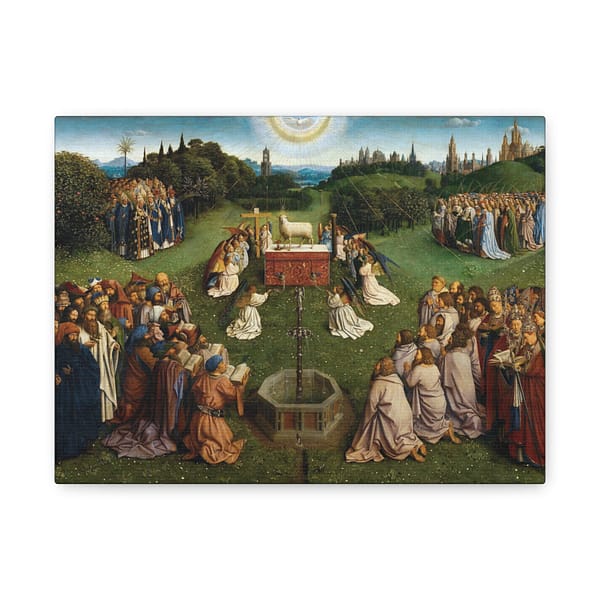 1313550759117927408_2048.jpeg The Ghent Altarpiece - Adoration of the Mystic Lamb Panel (c. 1432) - Medieval Canvas Print