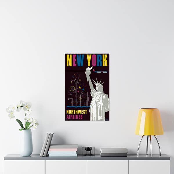 13378087408947496336_2048.jpeg Fly Northwest Airlines - Finest to New York - Wessel (1950) - Vintage Travel Poster Print