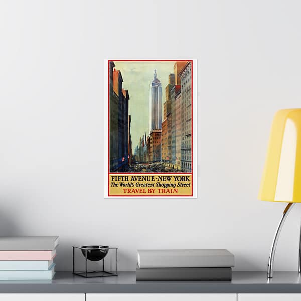 13719092051447950800_2048.jpeg Fifth Avenue, New York, The World's Greatest Shopping Street - Travel by Train - Frederic Kimball Mizen (1932) - Vintage Travel Poster Print