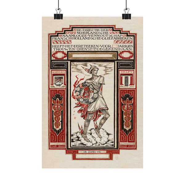13821577323936184029_2048.jpeg Diploma for Loyal Service at Calvé-Delft - Richard Roland Holst (1924) - Art Deco Poster Print