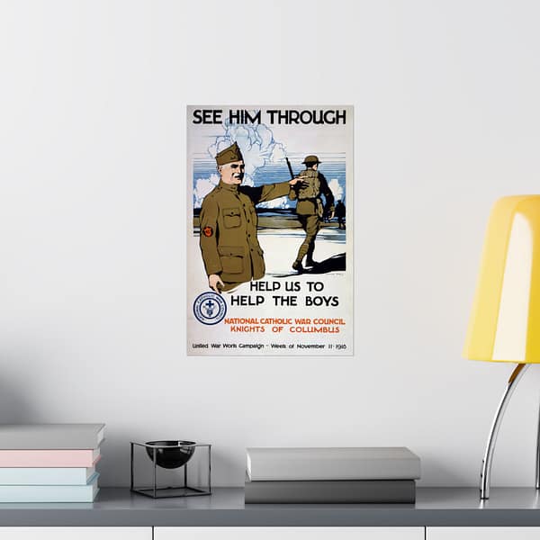 14999162330597393060_2048.jpeg See Him Through - Help us to Help the Boys - Burton Rice (1918) - Patriotic WWI Poster Print