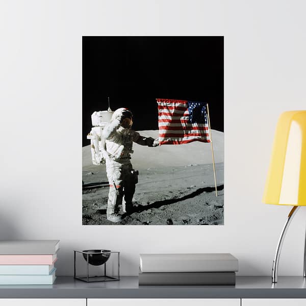 15097369958713147137_2048.jpeg Astronaut Eugene A. Cernan on the Moon - Apollo 17 Mission - NASA (1972) - Space Age Poster Print