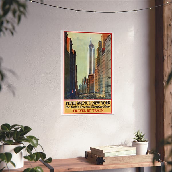 15251687925574724784_2048.jpeg Fifth Avenue, New York, The World's Greatest Shopping Street - Travel by Train - Frederic Kimball Mizen (1932) - Vintage Travel Poster Print