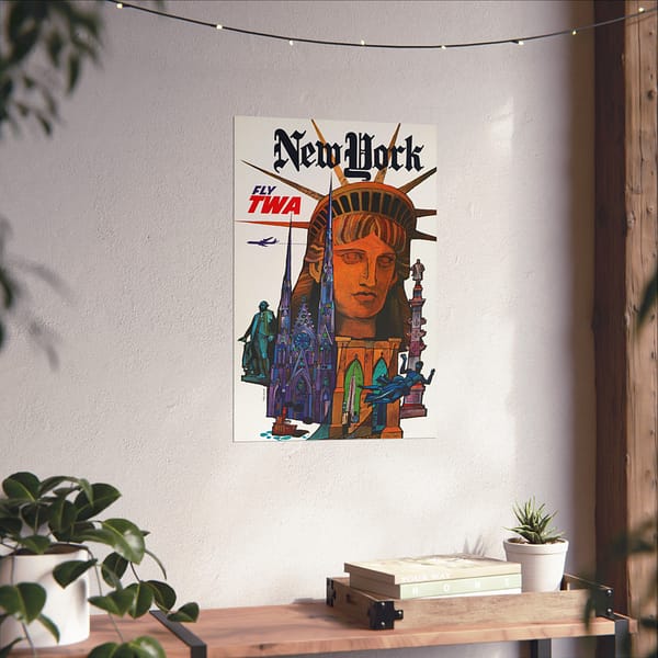 15351378888941372216_2048.jpeg New York - Fly TWA - David Klein (1970) - Vintage Travel Poster Print