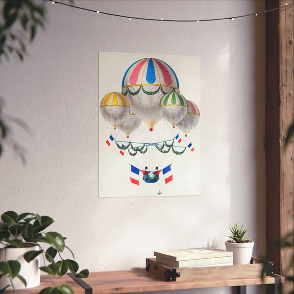 15421482859868287111_2048.jpeg French Flag Decorated Group of Air Balloons Harnessed Together - Leon Benett (1917) - Vintage Art Poster Print
