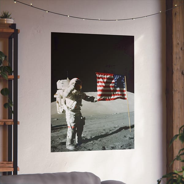 15444827372499193454_2048.jpeg Astronaut Eugene A. Cernan on the Moon - Apollo 17 Mission - NASA (1972) - Space Age Poster Print