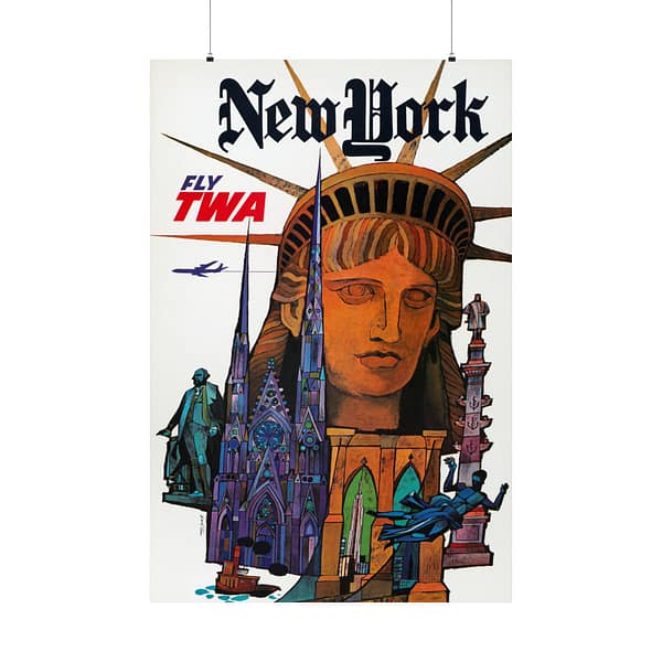 15519462419224497687_2048.jpeg New York - Fly TWA - David Klein (1970) - Vintage Travel Poster Print