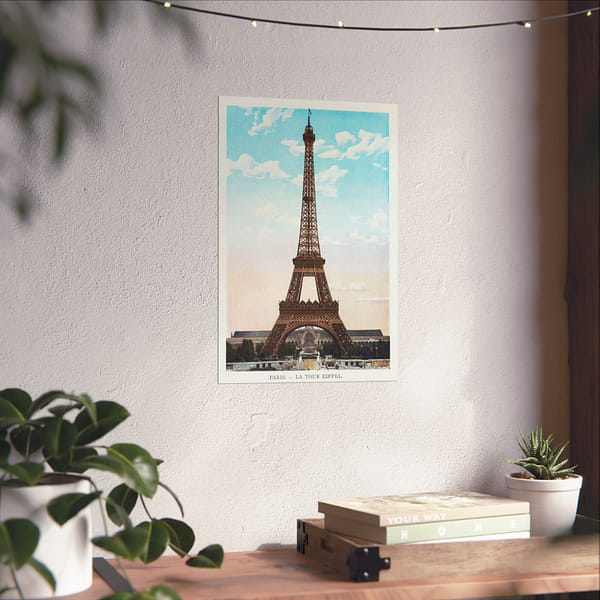 15737253231131243972_2048.jpeg View of the Eiffel Tower in Paris (c. 1900-1930) - Vintage Travel Poster Print