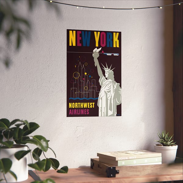 15783510163445578930_2048.jpeg Fly Northwest Airlines - Finest to New York - Wessel (1950) - Vintage Travel Poster Print