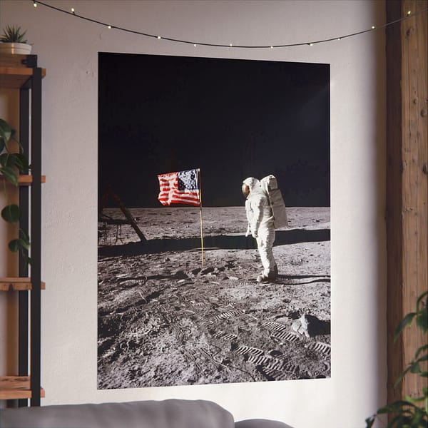 15828039115344901999_2048.jpeg Buzz Aldrin on the moon beside the US Flag - Apollo 11 Mission - NASA (1969) - Space Age Poster Print