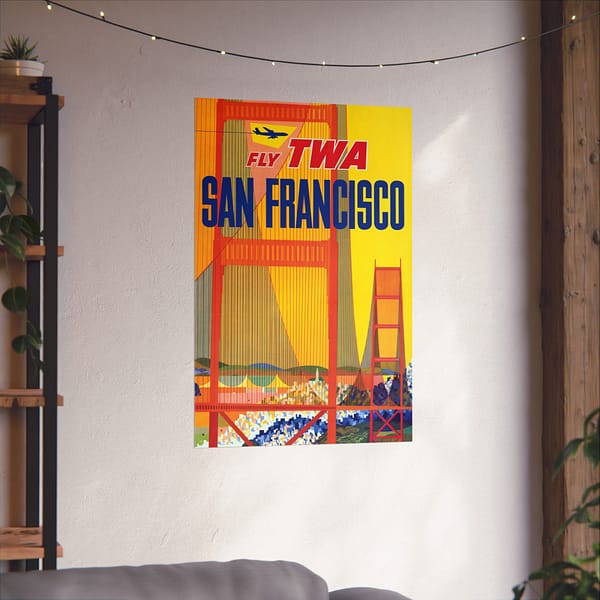 15841817583373721978_2048.jpeg Fly TWA - San Francisco - David Klein (1957) - Vintage Travel Poster Print