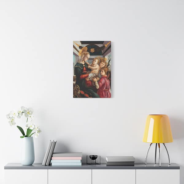 15889841634750496863_2048.jpeg Madonna and Child with Angels - Sandro Botticelli (c. 1465-70) - Renaissance Canvas Print