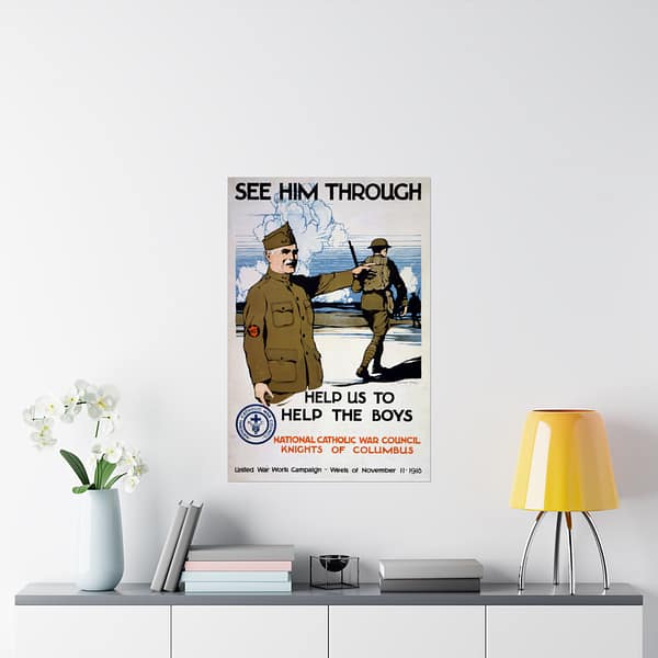 16166476763796457251_2048.jpeg See Him Through - Help us to Help the Boys - Burton Rice (1918) - Patriotic WWI Poster Print