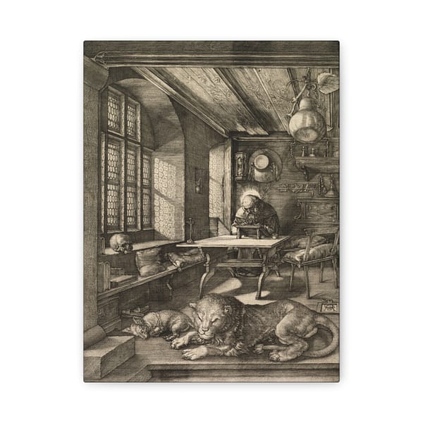 16377580289374827926_2048.jpeg Saint Jerome in His Study - Albrecht Dürer (1514) - Renaissance Canvas Print