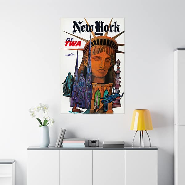 16622700242414010851_2048.jpeg New York - Fly TWA - David Klein (1970) - Vintage Travel Poster Print