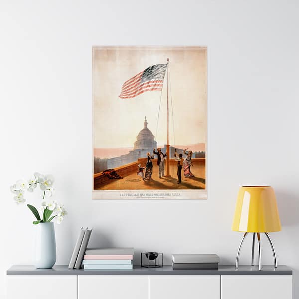 16660090675918940379_2048.jpeg The Flag That Waved One Hundred Years - E.P. & L. Restein (1876) - Patriotic Poster Print