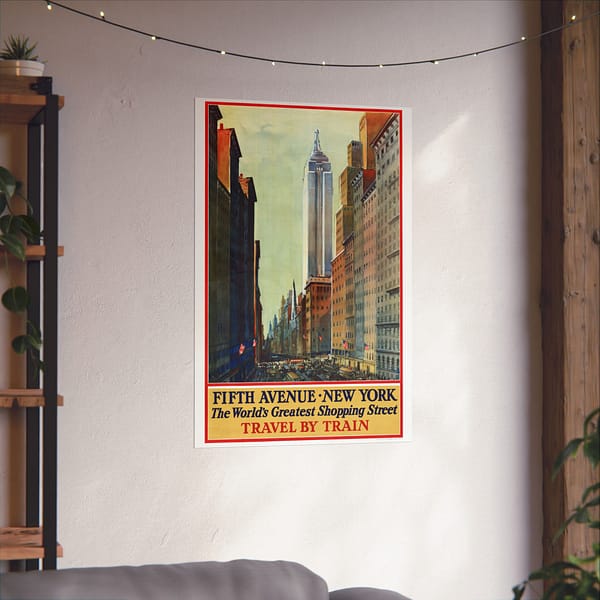 16976753671012468231_2048.jpeg Fifth Avenue, New York, The World's Greatest Shopping Street - Travel by Train - Frederic Kimball Mizen (1932) - Vintage Travel Poster Print