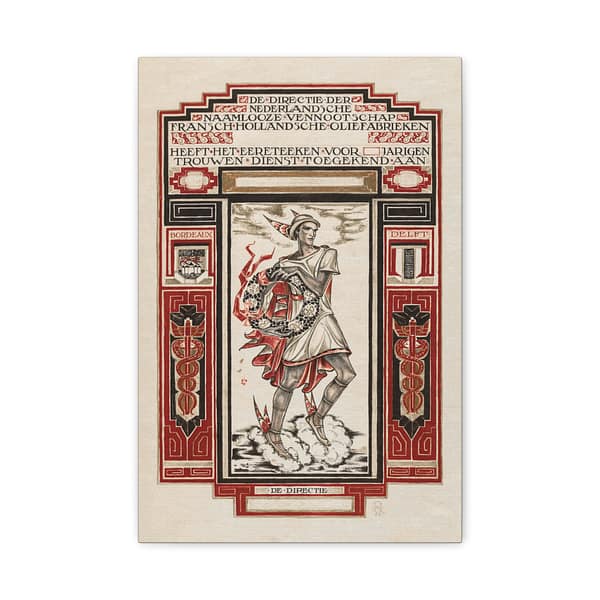 17618957557533523392_2048.jpeg Diploma for Loyal Service at Calvé-Delft - Richard Roland Holst (1924) - Art Deco Canvas Print