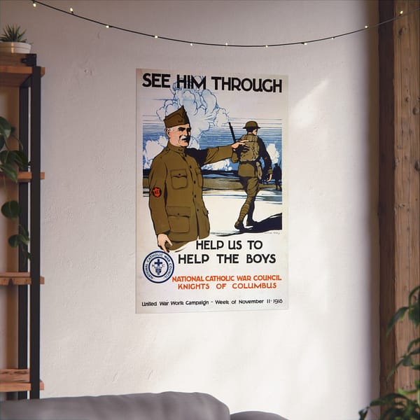 17765461455143045964_2048.jpeg See Him Through - Help us to Help the Boys - Burton Rice (1918) - Patriotic WWI Poster Print