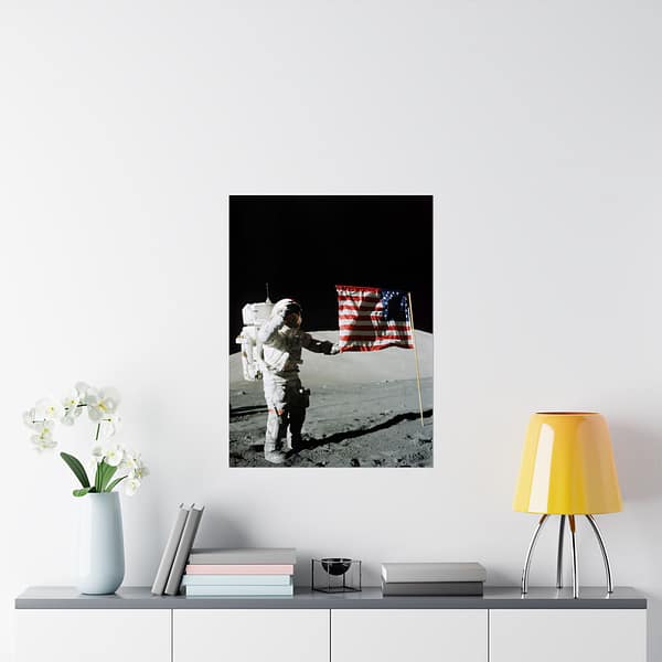 17784081612706656217_2048.jpeg Astronaut Eugene A. Cernan on the Moon - Apollo 17 Mission - NASA (1972) - Space Age Poster Print