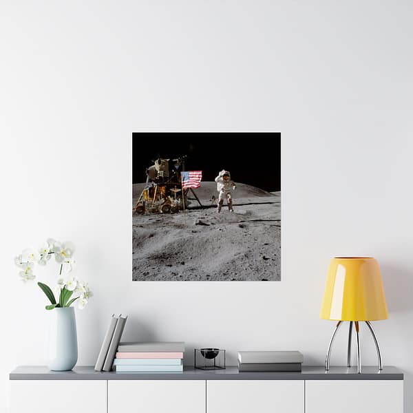 17945642089571890576_2048.jpeg Astronaut John W. Young on the Moon - Apollo 16 Mission - NASA (1972) - Space Age Poster Print