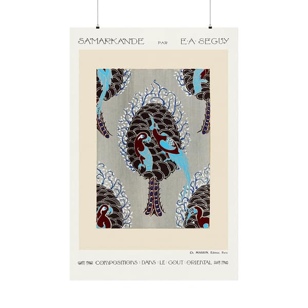 18004208105574794261_2048.jpeg Bird Pattern Pochoir Print in Oriental style - E. A. Séguy (1914) - Art Nouveau Poster Print
